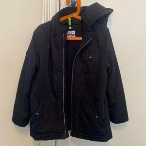 mayoral kids’ size 8 navy parka, fleece-lined. Designed in Spain